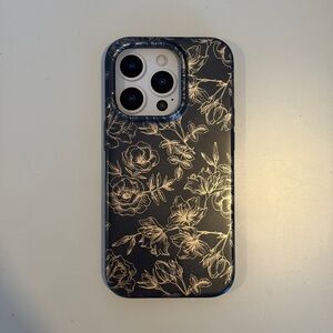 Velvet Caviar Floral Rose Gold Chrome iPhone 14 Pro Case (MagSafe Compatible)